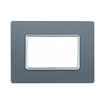 Ettroit Placca In Vetro 3 Moduli Serie Solar Silver Mt84306 Compatibile Bticino Matix