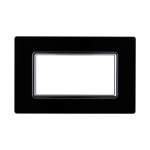 Ettroit Placca In Vetro 4 Moduli Serie Space Nero Ln84402 Compatibile Bticino Living