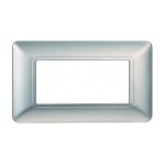 Ettroit Placca In Plastica 4 Moduli Serie Solar Silver Mt83406 Compatibile Bticino Matix