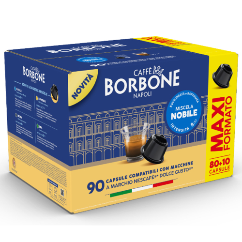 CAFFE' BORBONE MISCELA NOBILE (BLU) - BOX 90 CAPSULE COMPATIBILI NESCAFE' DOLCE GUSTO