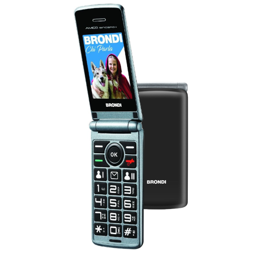 BRONDI AMICO SINCERO+ (NERO) - TELEFONO CELLULARE PER ANZIANI - TASTO SOS - TORCIA - CONTROLLO REMOTO - ANNUNCIO VOCALE - FOTOCAMERA