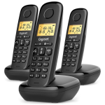 GIGASET START 100 TRIO (NERO) - TELEFONO CORDLESS TRIPLO - VIVAVOCE - FUNZIONE SVEGLIA