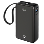 VULTECH VPB-LP10BK - POWER BANK 10.000 MAH - LCD - USB-A + USB-C - QUICKCHARGE 35W - CAVO INTEGRATO