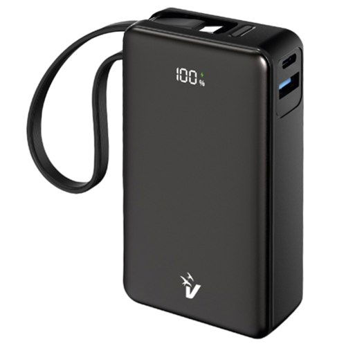 VULTECH VPB-LP10BK - POWER BANK 10.000 MAH - LCD - USB-A + USB-C - QUICKCHARGE 35W - CAVO INTEGRATO
