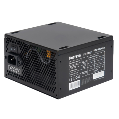 VULTECH VPS-A600ER - ALIMENTATORE ATX 600W CON VENTOLA DA 12CM TERMOREGOLATA - RETAIL