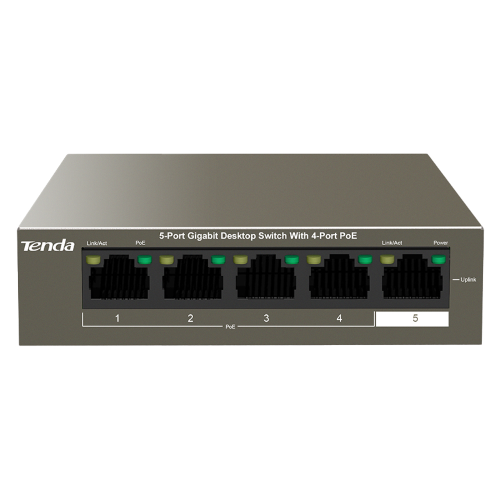 TENDA TEG1105P-4-63W - DESKTOP SWITCH 5 PORTE CON 4 POE - 10/100/1000 MBPS - CHASSIS METALLO