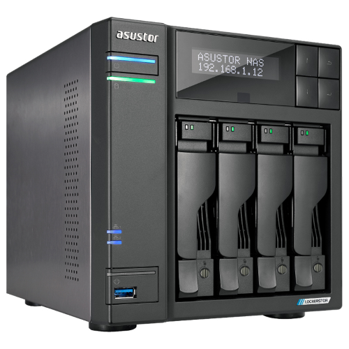 ASUSTOR LOCKERSTOR 4 (AS6704T) - 4 BAY TOWER NAS, QUAD-CORE 2.0GHZ, DUAL 2.5GBE PORTS, 4GB RAM DDR4, 4X M.2 SSD SLOTS (DISKLESS)