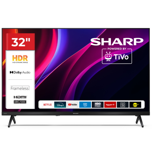 SHARP 32HE2245E - 32" SMART TV LED HD - TIVO OS - FRAMELESS - COMP. TV SAT - AUDIO DOLBY DIGITAL+ / DTS HD - CHROMECAST - BLACK - IT