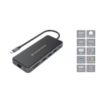 CONCEPTRONIC DONN15G - DOCKING STATION 12-IN-1 USB-C (M) 3.2 / HDMI, VGA, USB-C DATA, USB 3.0, USB 2.0, SD, TF/MICROSD, AUDIO, GBE, 100W USB PD