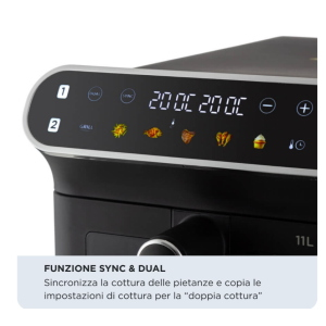 FRIGGITRICE AD ARIA ARIETE 4640 AIR FRYER VERTICAL DUO 11 LT - NERA